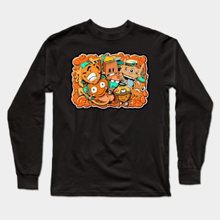 Orange and Blue graffiti cartoon characters Long Sleeve T-Shirt